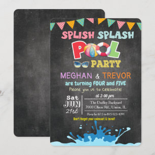 Invitación a la fiesta dual en piscina para cualqu