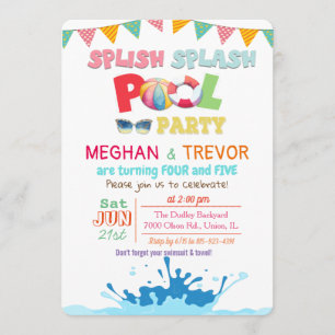 Invitación a la fiesta dual en piscina para cualqu