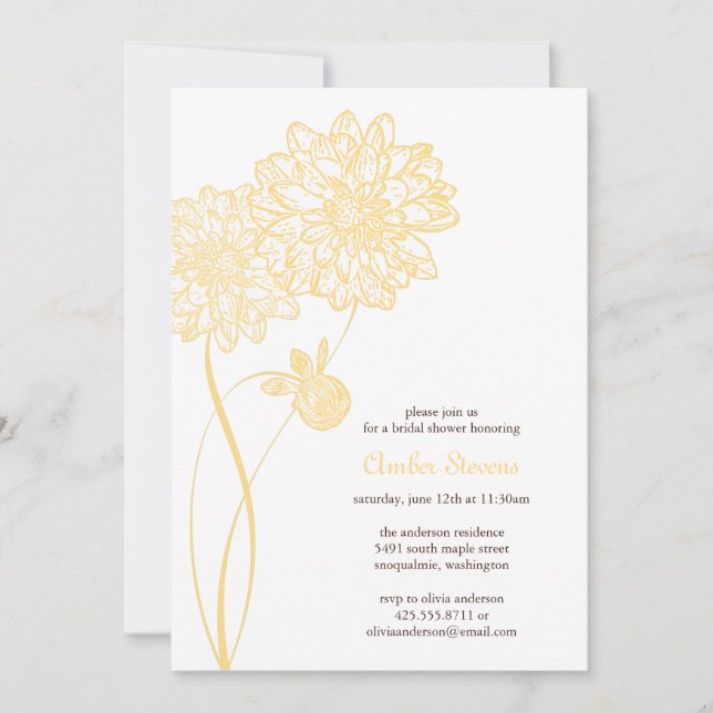 Invitación a la fiesta/ducha Dahlias de verano (Anverso)