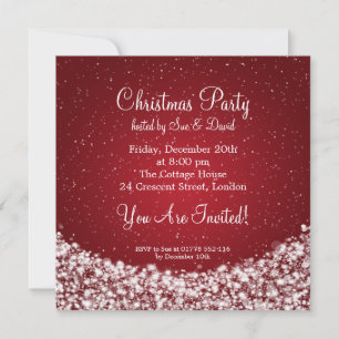 Invitación a la fiesta Elegante Noche Sparkle Red