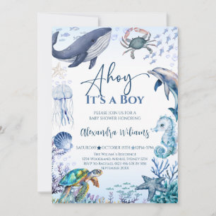 Invitación a la fiesta en Baby Shower de Ocean Boy