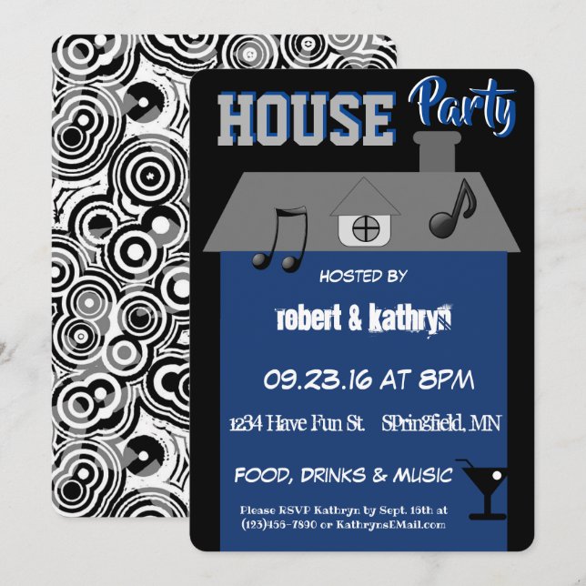 Invitación a la fiesta en casa (Anverso / Reverso)