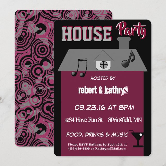 Invitación a la fiesta en casa (Anverso / Reverso)