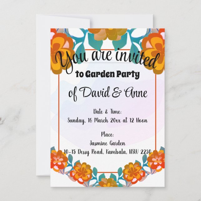 Invitación a la fiesta en el jardín (Anverso)