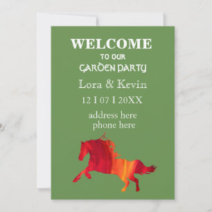 Invitación a la fiesta en el jardín con caballo