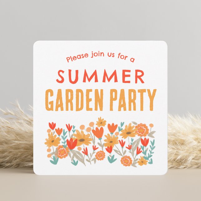 Invitación a la fiesta en el jardín de verano (Summer Garden Party Square Invitation - Front)