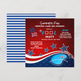 Invitación a la fiesta en la piscina con barbacoa