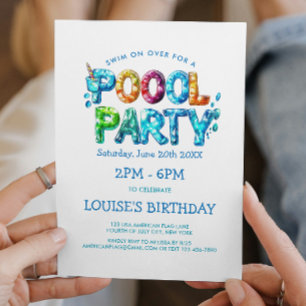Invitación a la Fiesta en la Piscina de Letras Vib