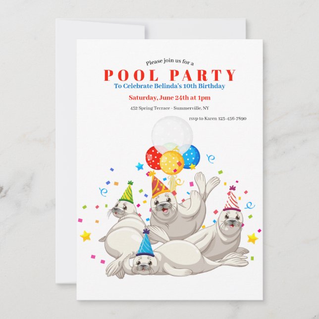 Invitación a la Fiesta en la Piscina de Los Leones (Anverso)