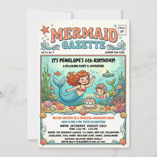 Invitación a la Fiesta en la Piscina de Mermaid Ga