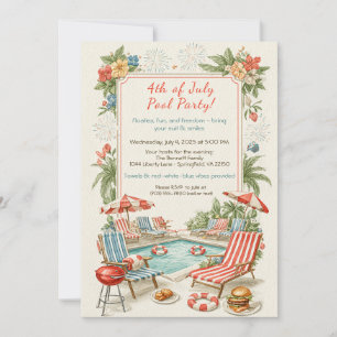Invitación a la Fiesta en la Piscina del 4 de Juli