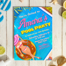 Invitación a la fiesta en la piscina para chicas