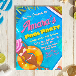 Invitación a la fiesta en la piscina para chicas
