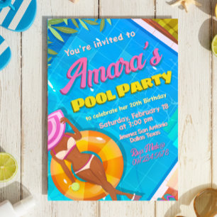 Invitación a la fiesta en la piscina para chicas