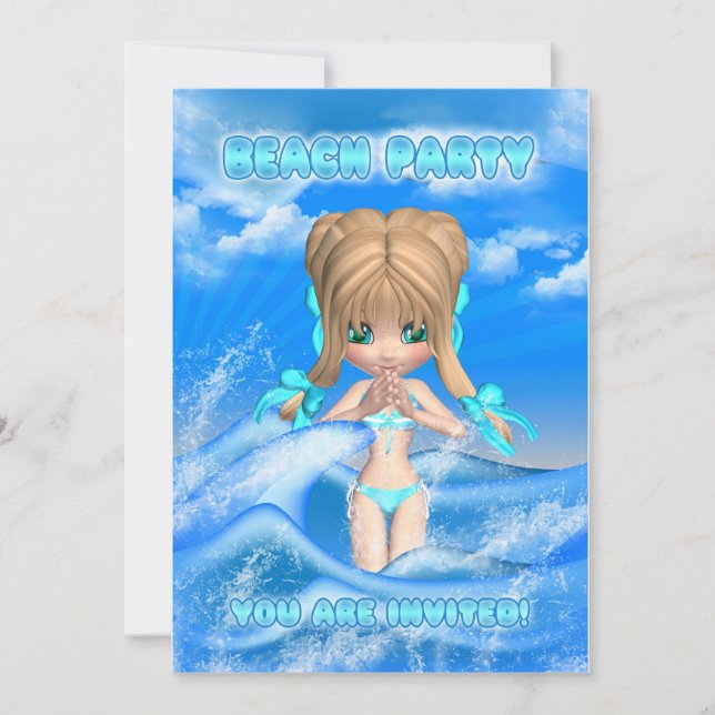 invitación a la fiesta en la playa - fiesta en la  (Anverso)