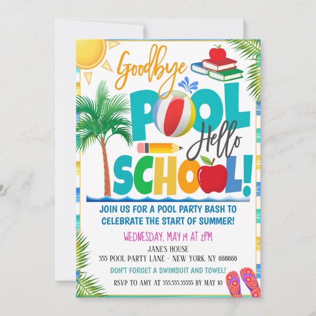 Invitación a la fiesta escolar de Goodbye Pool Hel (Anverso)