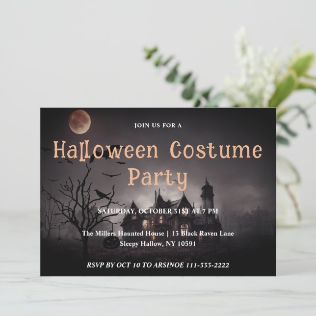 Invitación a la Fiesta Espeluznante de Halloween (Anverso de pie)