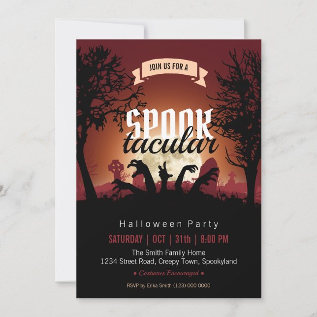 Invitación a la Fiesta Espeluznante de Halloween (Anverso)
