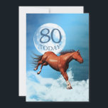 Invitación a la fiesta espiritual de los caballos<br><div class="desc">Personalizar esta invitación al tema de su fiesta. Un caballo de castaño galopando contra el fondo de la luna y las nubes. ¡Una gran invitación que la gente recordará! Mira toda la gama de cartas en mi tienda. Todas las obras de arte son propiedad de Norma Cornes.</div>