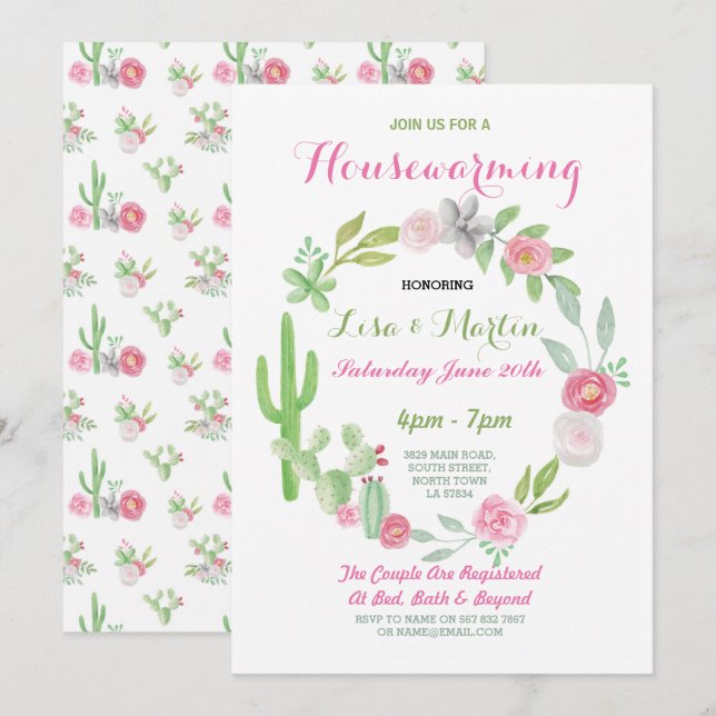 Invitación a la Fiesta Fiesta Cactus (Anverso / Reverso)