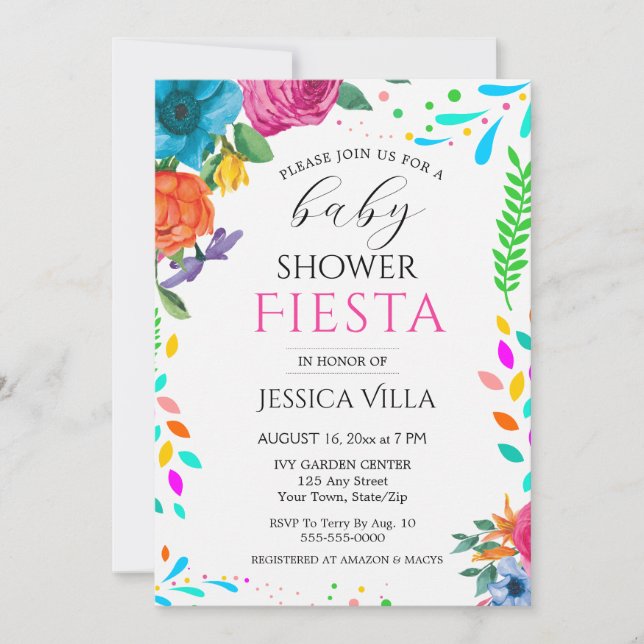 Invitación a la fiesta floral de Baby Shower Fiest (Anverso)