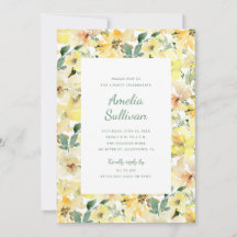 Invitación a la fiesta floral de color amarillo am