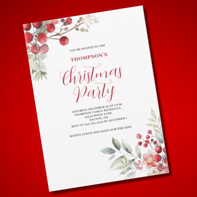 Invitación a la fiesta floral de los navidades Red (Subido por el creador)