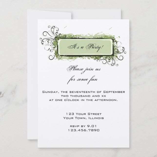 Invitación a la fiesta floral de resumen verde (Anverso)