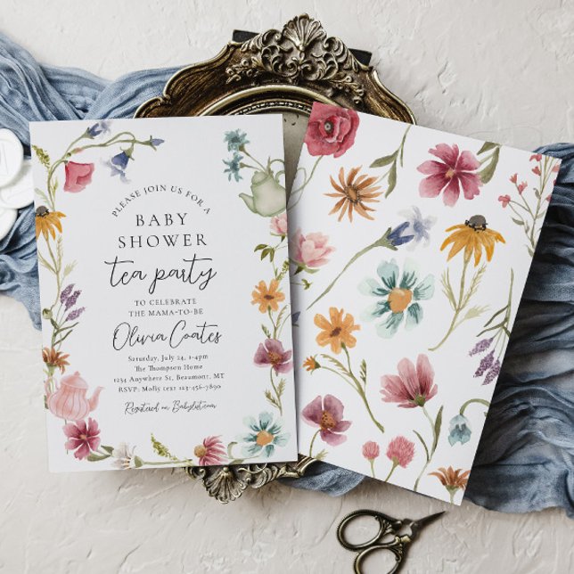 Invitación a la fiesta floral del té en Baby Showe (Subido por el creador)