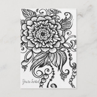 Invitación a la fiesta floral dibujada en blanco y