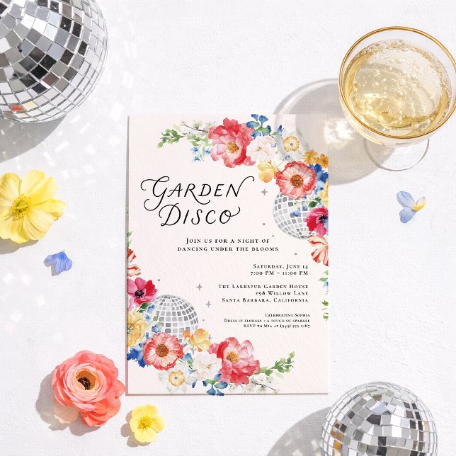 Invitación a la Fiesta Floral Disco del Jardín (Subido por el creador)