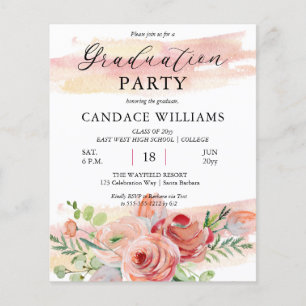 Invitación a la fiesta FLYER Boho Peach Floral Gra