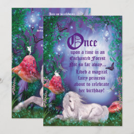 Invitación a la fiesta forestal de unicornio de ha