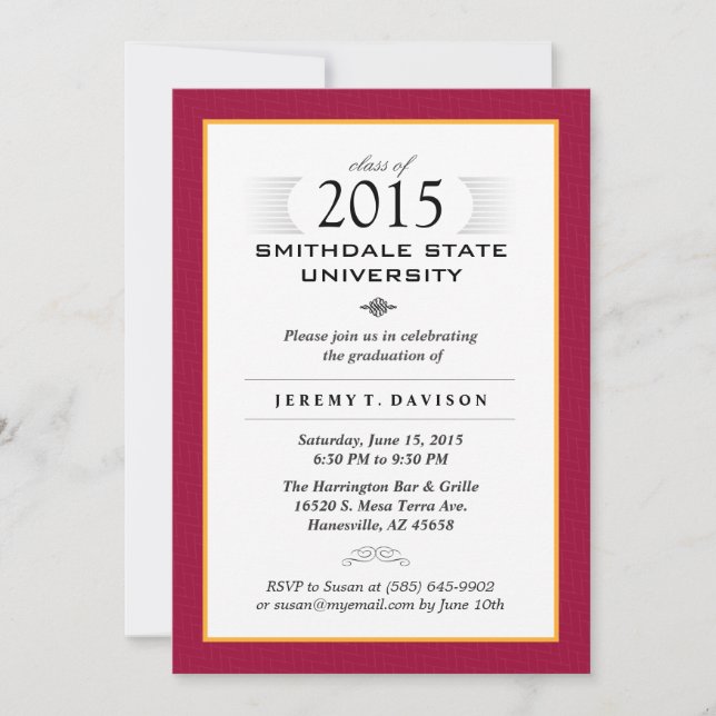 Invitación a la fiesta formal de graduación Red &  (Anverso)