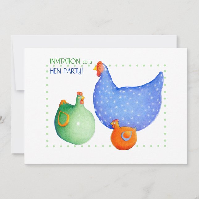 Invitación a la fiesta francesa Hens Hen (Anverso)