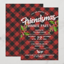 Invitación a la Fiesta Friendsmas de Plaid de Búfa