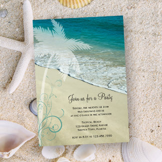 Invitación a la fiesta general de la playa tropica