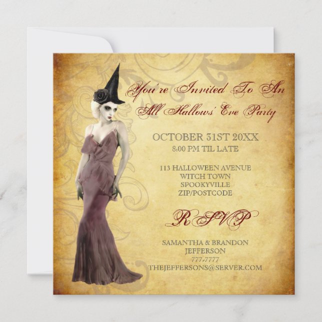 Invitación a la fiesta gótica de Halloween (Anverso)
