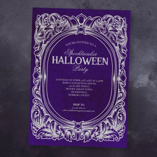Invitación a la fiesta gótica morada de Halloween (Subido por el creador)
