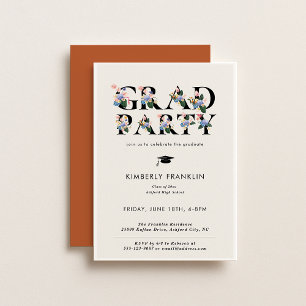Invitación a la fiesta GRAD de la tipografía flora