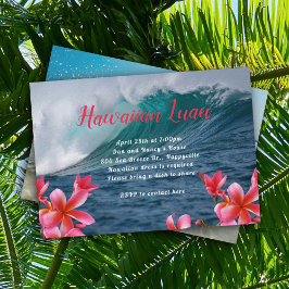 Invitación a la fiesta hawaiana Luau con olas romp