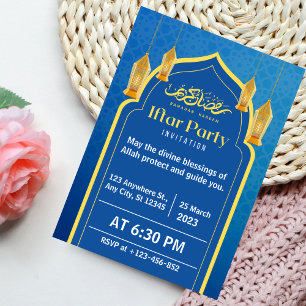Invitación a la fiesta Iftar Moderno Blue White y