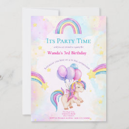 Invitación a la fiesta infantil de Unicornio y Rai