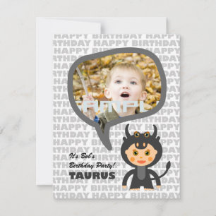 Invitación a la fiesta infantil Taurus con foto