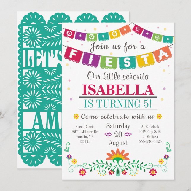 Invitación a la Fiesta - Invitación de cumpleaños  (Anverso / Reverso)
