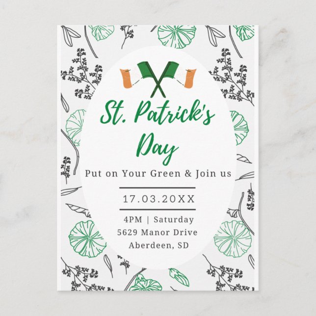 Invitación a la fiesta irlandesa Shamrock Day St.  (Anverso)