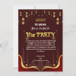 Invitación a la fiesta islámica de Iftar marrón y 