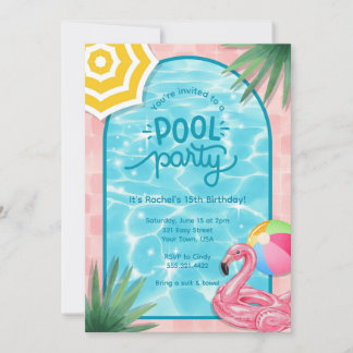 Invitación a la fiesta junto a la piscina de Palm