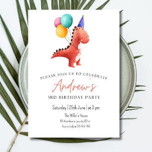 Invitación a la fiesta jurásica de dinosaurios par
