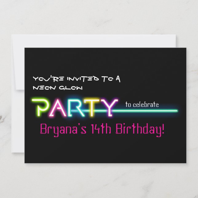 INVITACIÓN a la fiesta Luces de neón Fiesta del cl (Anverso)